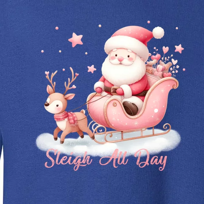 Pink Christmas Wonderland Festive Xmas Sleigh All Day Gift Toddler Sweatshirt