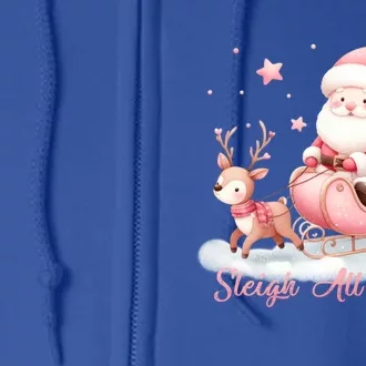 Pink Christmas Wonderland Festive Xmas Sleigh All Day Gift Full Zip Hoodie