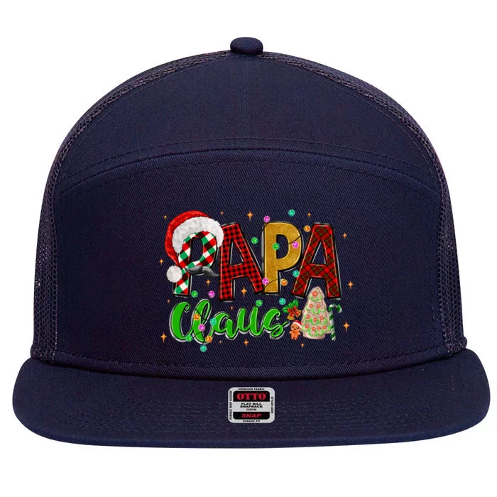 Papa Claus With Christmas Lights And Mistletoe Family Funny Gift Meaningful Gift 7 Panel Mesh Trucker Snapback Hat