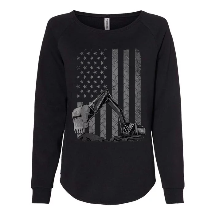 Patriotic Construction Worker Excavator Operator Digger Cool Womens California Wash Sweatshirt