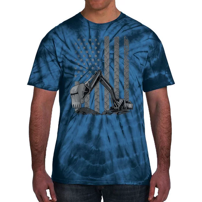 Patriotic Construction Worker Excavator Operator Digger Cool Tie-Dye T-Shirt