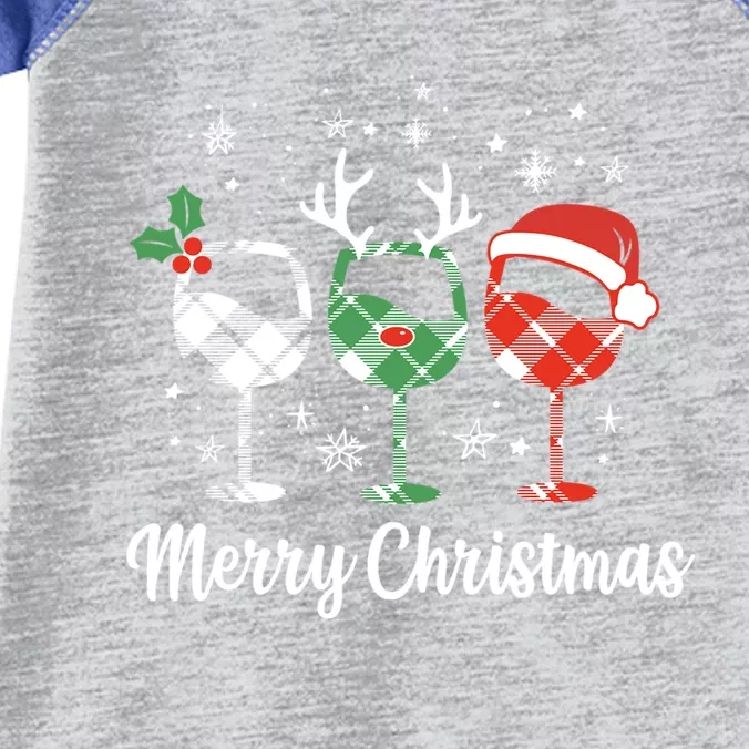 Plaid Christmas Wine Glasses Reindeer Santa Wine Er Cute Gift Infant Baby Jersey Bodysuit