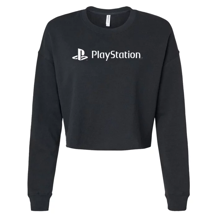 Playstation Classic White Gaming Logo Start Gaming Today Cropped Pullover Crew