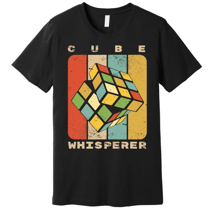 Puzzle Cube Whisperer Vintage Speed Cubing Math Premium T-Shirt