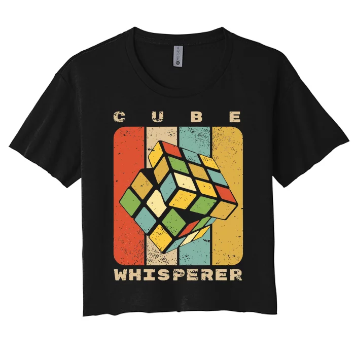 Puzzle Cube Whisperer Vintage Speed Cubing Math Women's Crop Top Tee