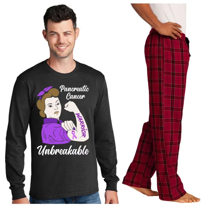 Pancreatic Cancer Warrior Unbreakable Pancreatic Cancer Gift Long Sleeve Pajama Set