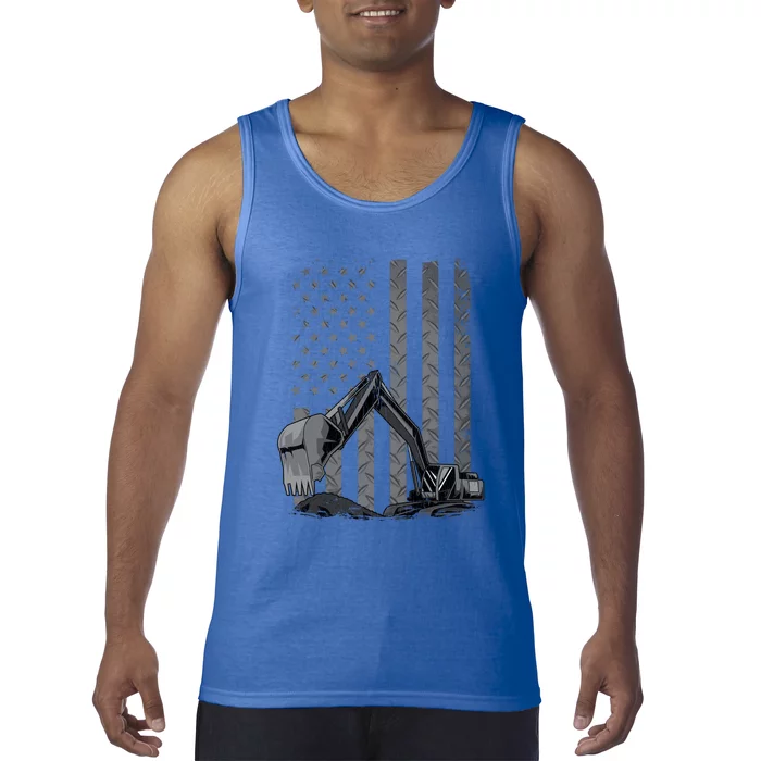 Patriotic Construction Worker Excavator Operator Digger Cool Cool Gift Tank Top