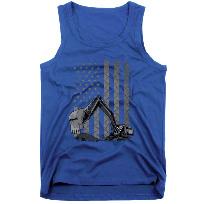 Patriotic Construction Worker Excavator Operator Digger Cool Cool Gift Tank Top