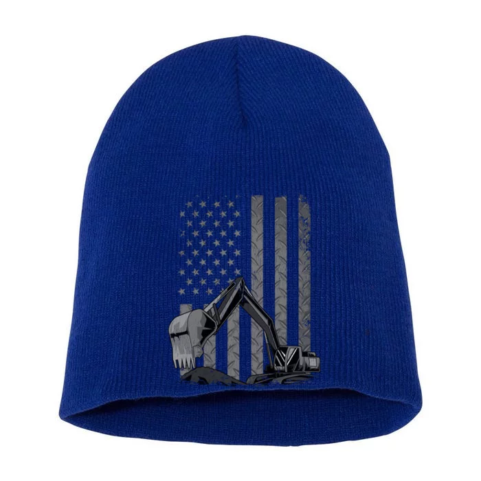 Patriotic Construction Worker Excavator Operator Digger Cool Cool Gift Short Acrylic Beanie