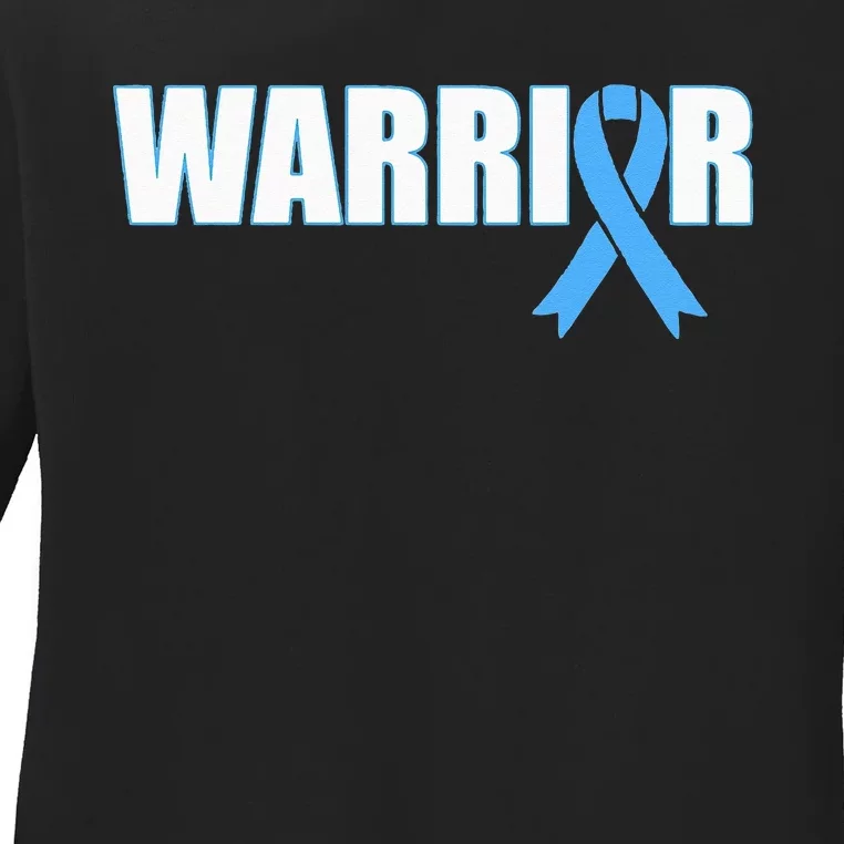 Prostate Cancer Warrior Light Blue Ribbon Ladies Long Sleeve Shirt