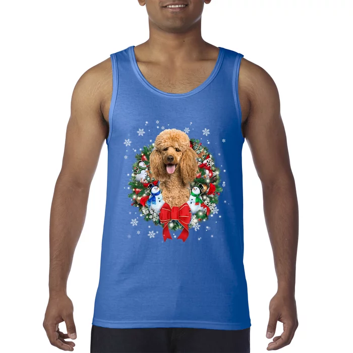 Poodle Christmas Wreath Ornat Decoration Dog Xmas Pajama Gift Tank Top