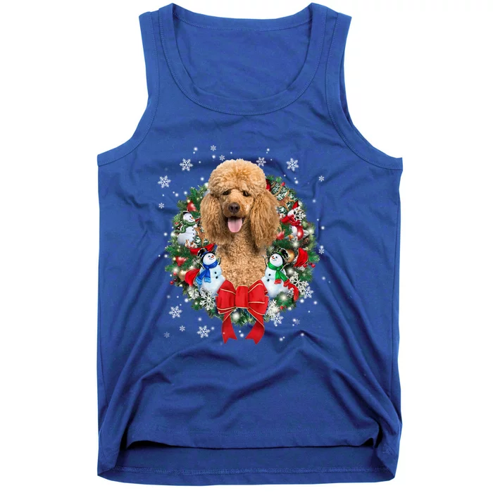 Poodle Christmas Wreath Ornat Decoration Dog Xmas Pajama Gift Tank Top