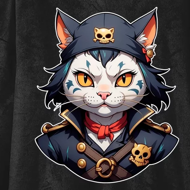 Pirate Cat With Bandana Hooded Wearable Blanket