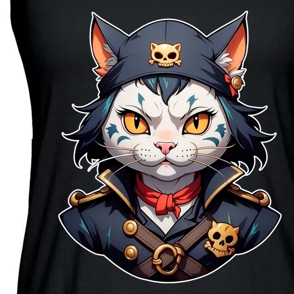 Pirate Cat With Bandana Ladies Essential Flowy Tank