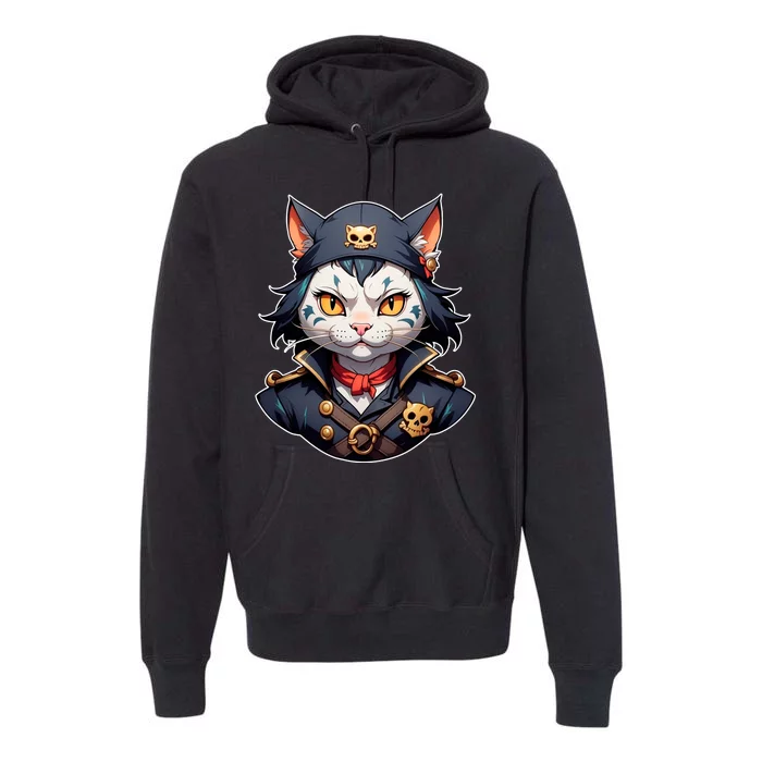 Pirate Cat With Bandana Premium Hoodie