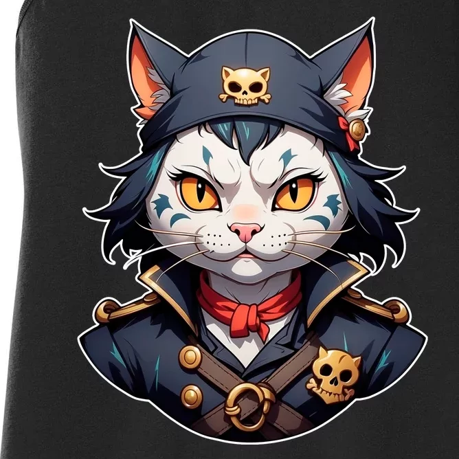 Pirate Cat With Bandana Women's Racerback Tank