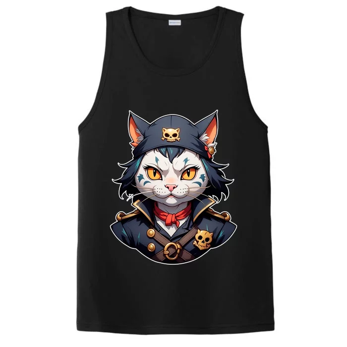 Pirate Cat With Bandana Performance Tank