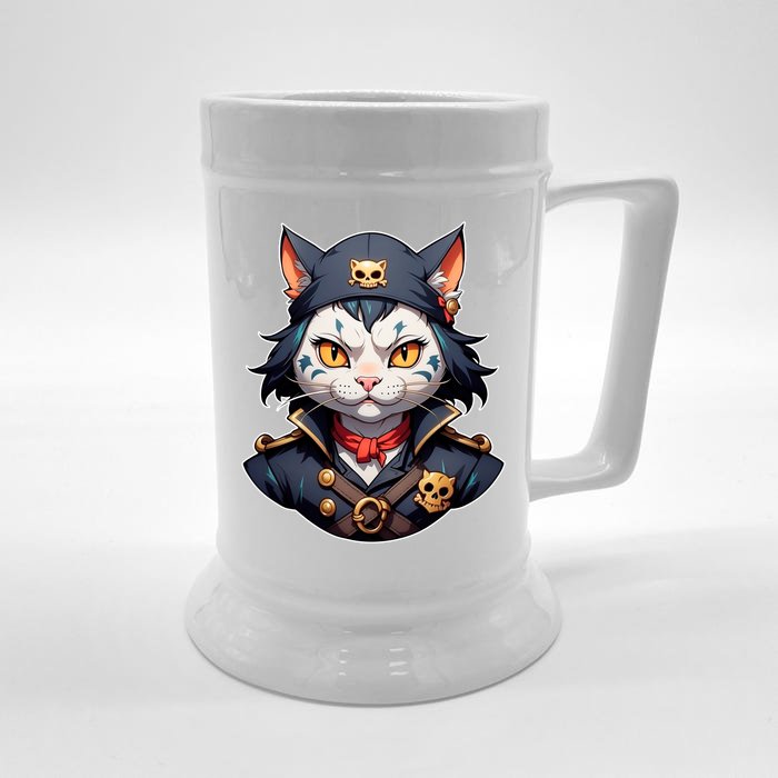 Pirate Cat With Bandana Front & Back Beer Stein