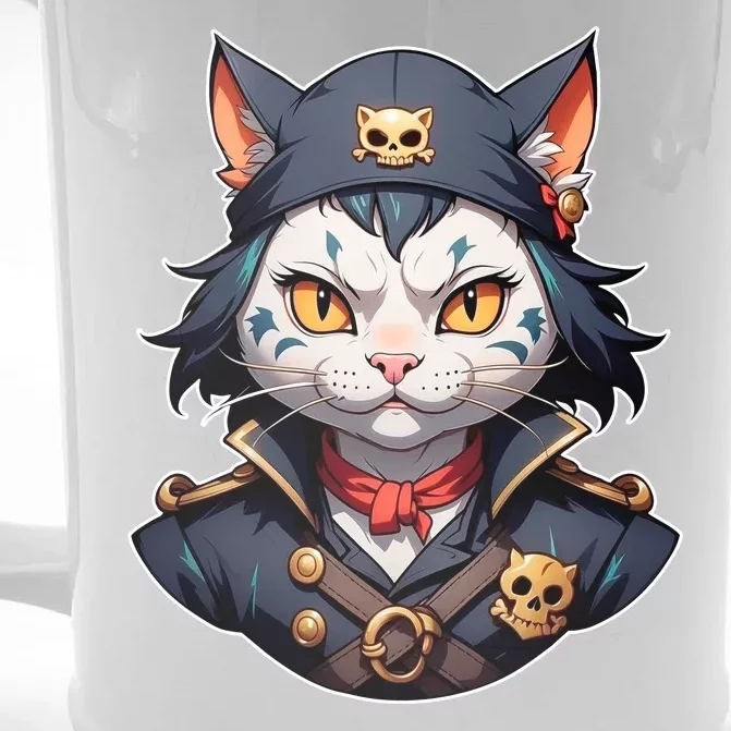 Pirate Cat With Bandana Front & Back Beer Stein