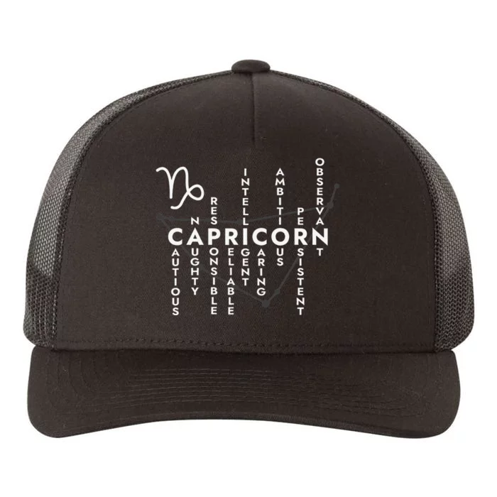 Proud Capricorn Zodiac Characteristics Gifts Astrology Sign Yupoong Adult 5-Panel Trucker Hat