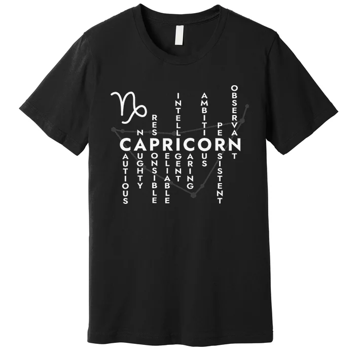 Proud Capricorn Zodiac Characteristics Gifts Astrology Sign Premium T-Shirt