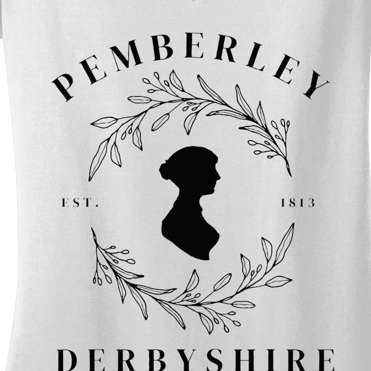 Pemberley Derbyshire 1813 Pride and Prejudice Jane Austen Women's V-Neck T-Shirt