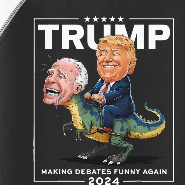 Presidential Debates 2024 Trump Riding Dinosaur F Joe Biden Toddler Fine Jersey T-Shirt