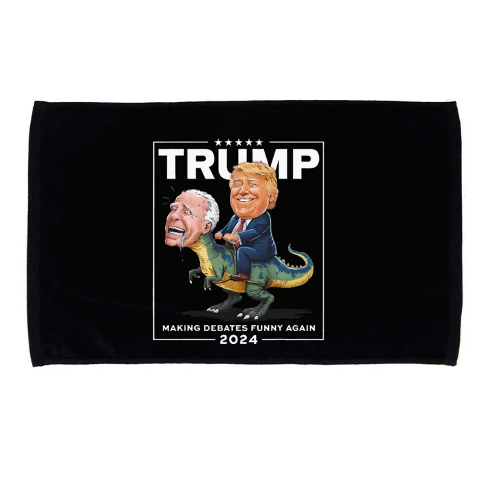 Presidential Debates 2024 Trump Riding Dinosaur F Joe Biden Microfiber Hand Towel