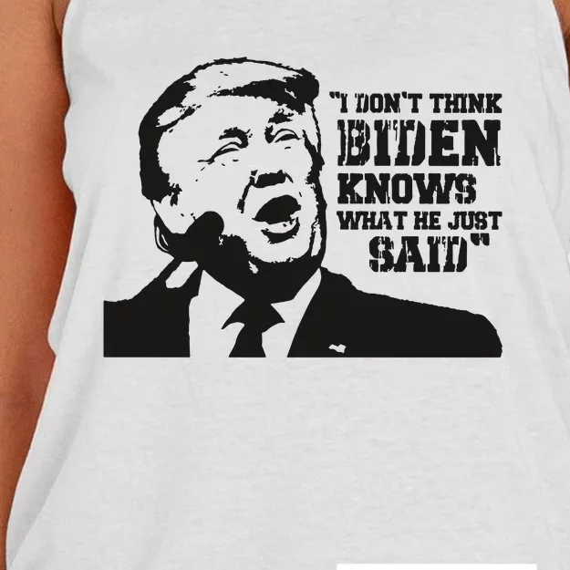 Presidential Debate 2024 Election Funny Election 24 Trump Vs Bid Women's Knotted Racerback Tank