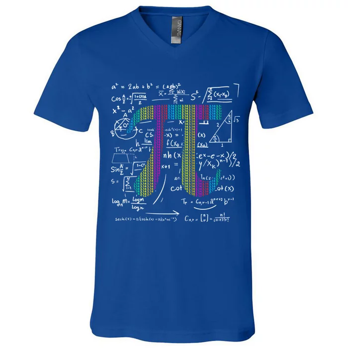 Pi Day 3 14 Pi Symbol With Math Equations Gift For Math Geek Meaningful Gift V-Neck T-Shirt