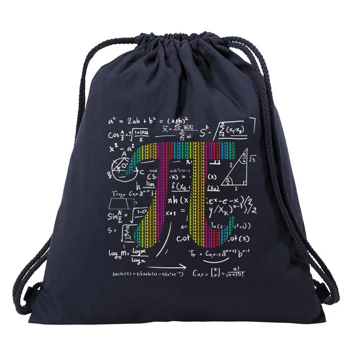 Pi Day 3 14 Pi Symbol With Math Equations Gift For Math Geek Meaningful Gift Drawstring Bag