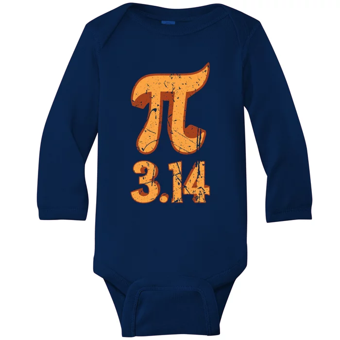 Pi Day 3 14 March 14th Math Teacher Vintage Pi Day Great Gift Baby Long Sleeve Bodysuit