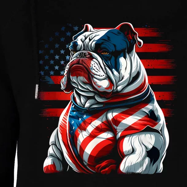 Patriotic Dog 4th Of July Funny Bulldog Lover Womens Funnel Neck Pullover Hood