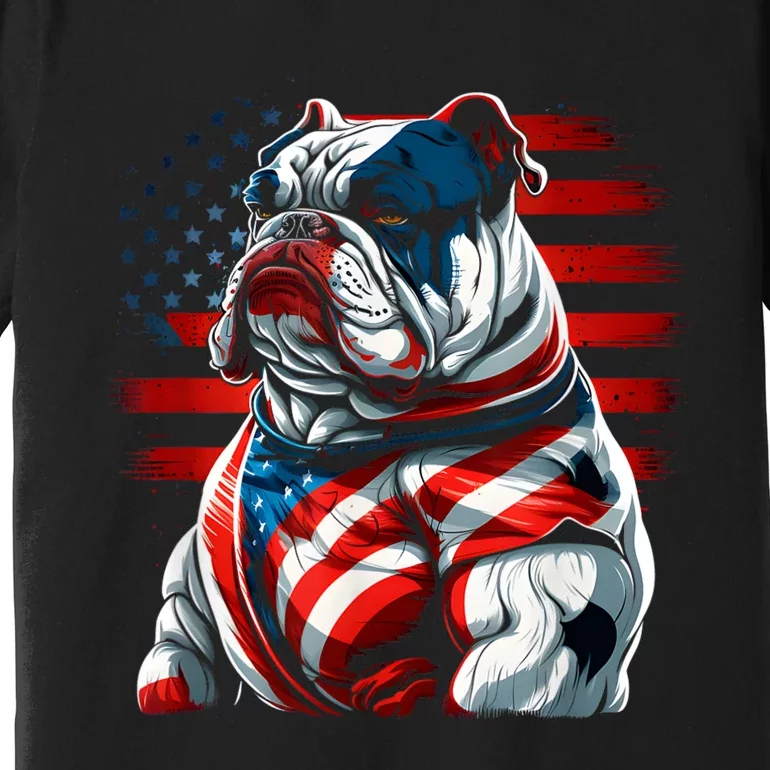 Patriotic Dog 4th Of July Funny Bulldog Lover Premium T-Shirt