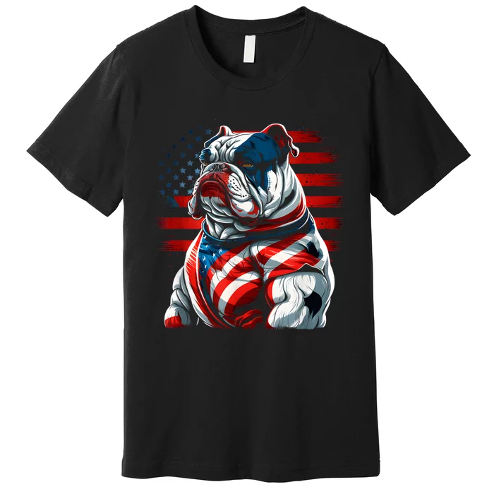 Patriotic Dog 4th Of July Funny Bulldog Lover Premium T-Shirt