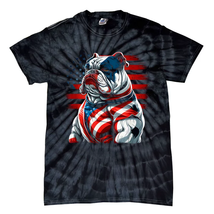 Patriotic Dog 4th Of July Funny Bulldog Lover Tie-Dye T-Shirt