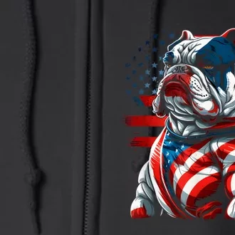 Patriotic Dog 4th Of July Funny Bulldog Lover Full Zip Hoodie