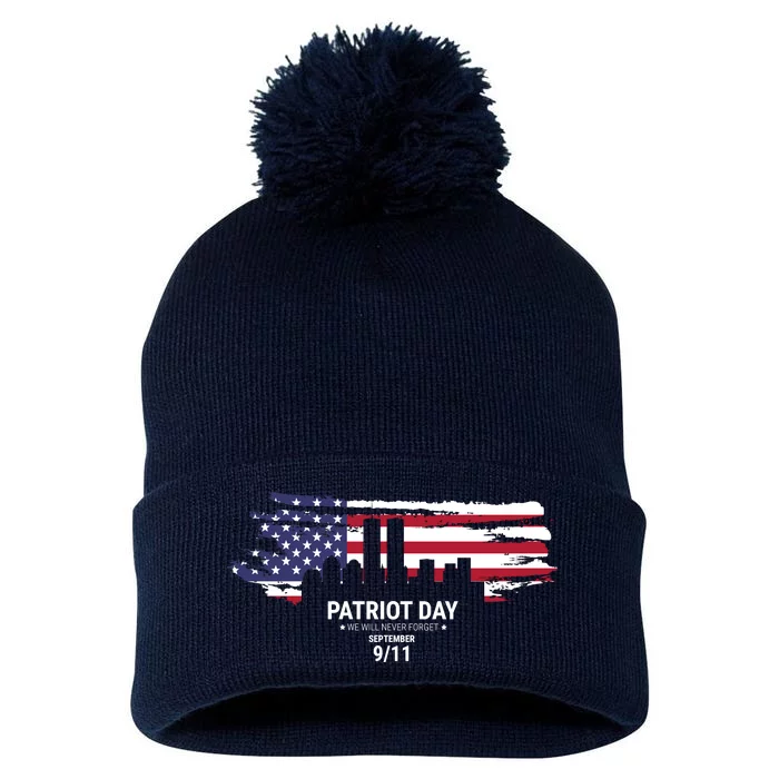 Patriot Day 9/11 Pom Pom 12in Knit Beanie