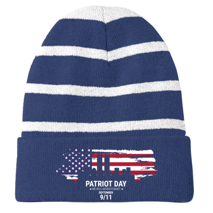 Patriot Day 9/11 Striped Beanie with Solid Band