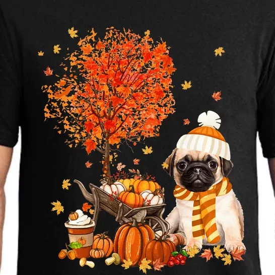 Pug Dog Autumn Fall Pumpkin Truck Mappe Festive Thanksgiving Pajama Set