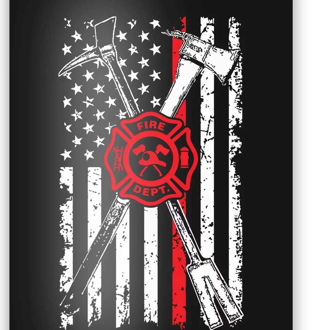 Patriotic Design Axe Halligan Thin Line Red Firefighter Poster