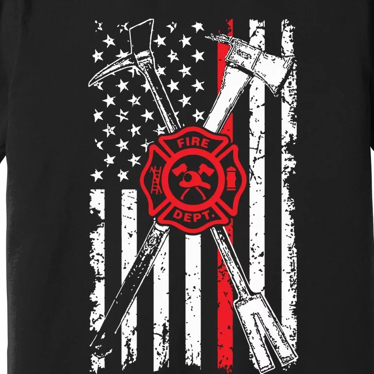 Patriotic Design Axe Halligan Thin Line Red Firefighter Premium T-Shirt