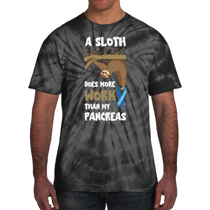 Pancreas Diabetes Awareness Work Sloth T1D Type One Diabetes Tie-Dye T-Shirt