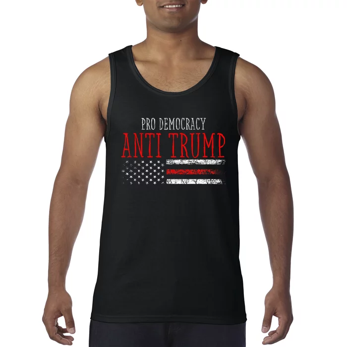 Pro Democracy Anti Trump Election 24 Vintage American Flag Tank Top