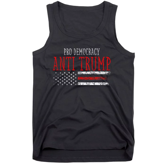 Pro Democracy Anti Trump Election 24 Vintage American Flag Tank Top