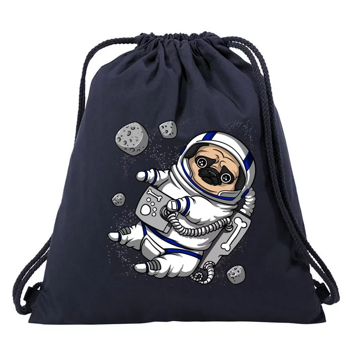 Pug Dog Astronaut Funny Space Cosmic Girl Boy Drawstring Bag