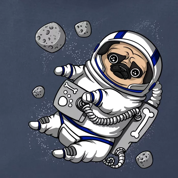 Pug Dog Astronaut Funny Space Cosmic Girl Boy Zip Tote Bag