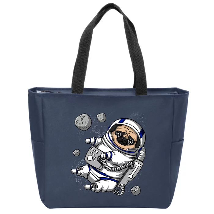 Pug Dog Astronaut Funny Space Cosmic Girl Boy Zip Tote Bag