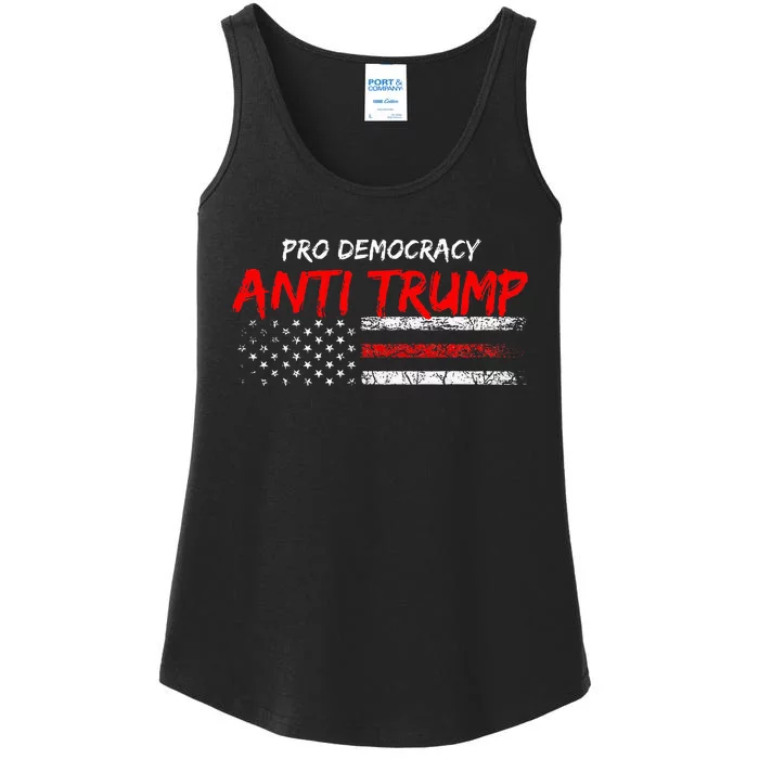 Pro Democracy Anti Trump Election 24 Vintage American Flag Ladies Essential Tank