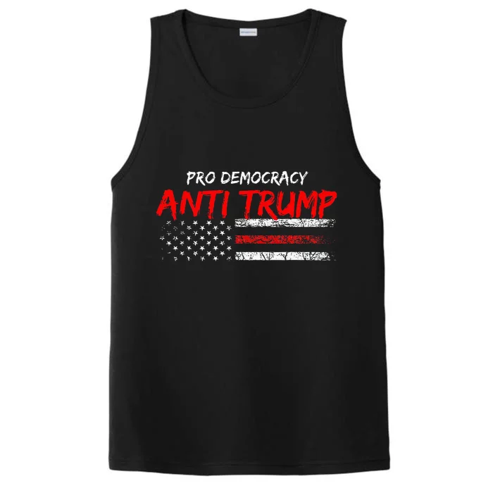 Pro Democracy Anti Trump Election 24 Vintage American Flag Performance Tank